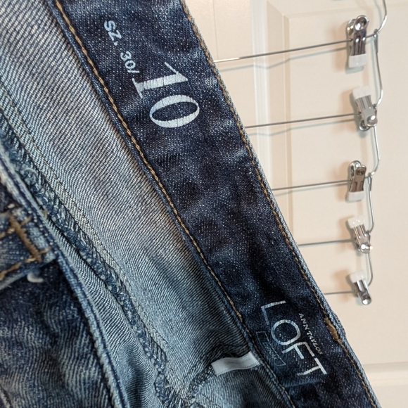 LOFT Darker Blue Distressed Classic Jean Shorts - Picture 5 of 8